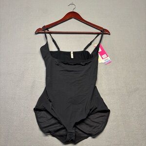 NWT Star Power By Spanx Open Bust Body Suit Size XL Black Tie